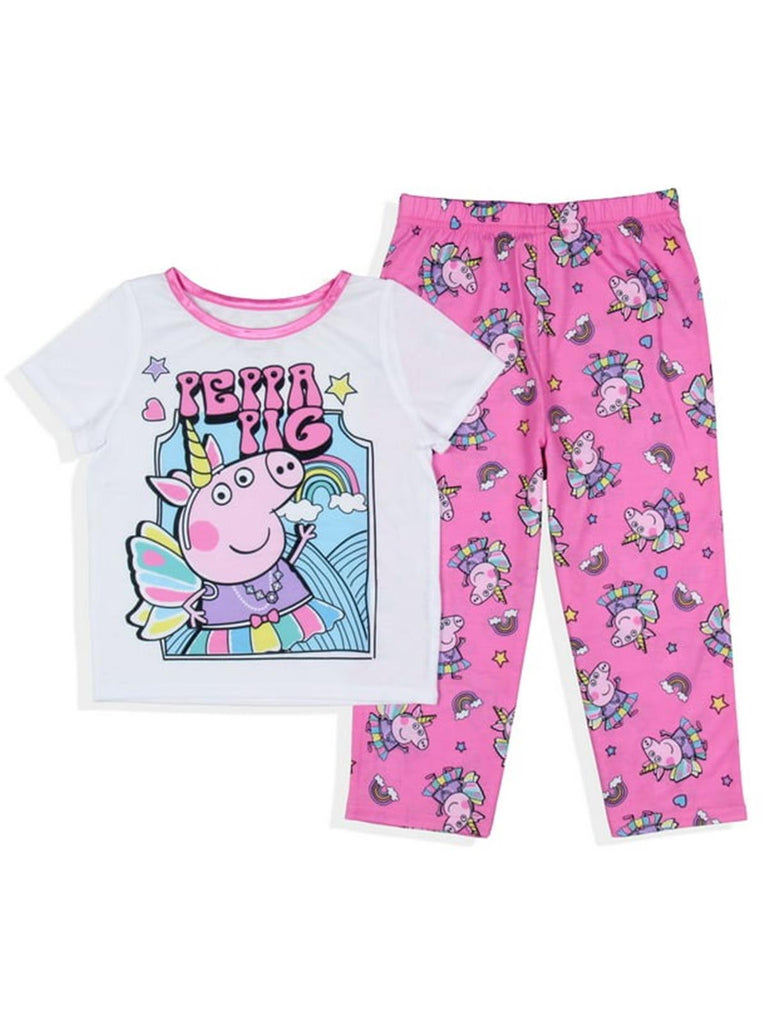 Peppa Pig Toddler Girls Unicorn Princess Short Sleeve Pant 2PC Pajama Set