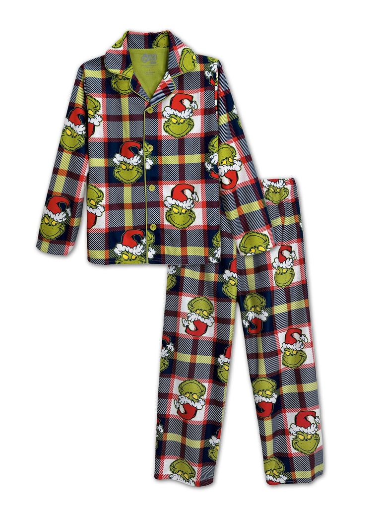 Dr. Seuss The Grinch Who Stole Christmas Boys Girls Long Sleeve Coat 2-Piece Pajama Set