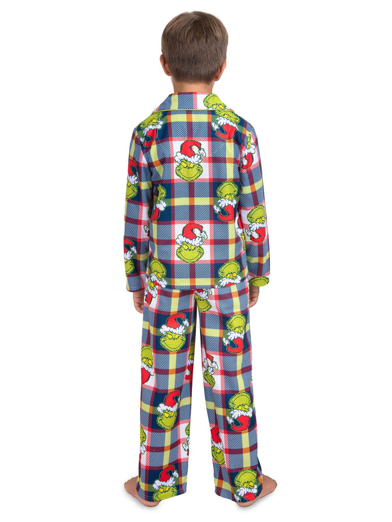 Dr. Seuss The Grinch Who Stole Christmas Boys Girls Long Sleeve Coat 2-Piece Pajama Set