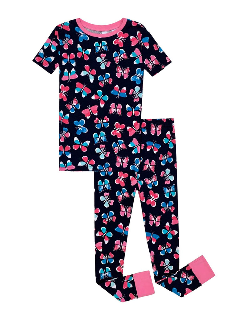 Prestigez Toddler Girls' Organic Cotton 2 Piece Pajama Set, Butterflies