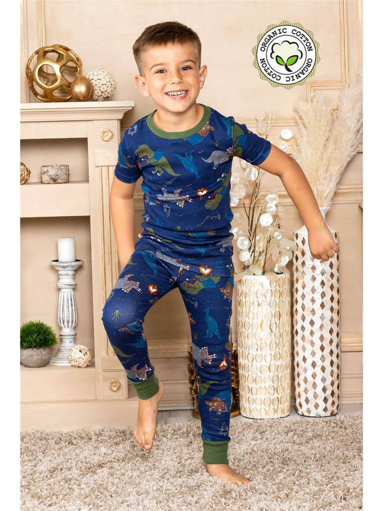 Pretigez Toddler Boys' Organic Cotton 2 Piece Pajama Set Dino Pattern