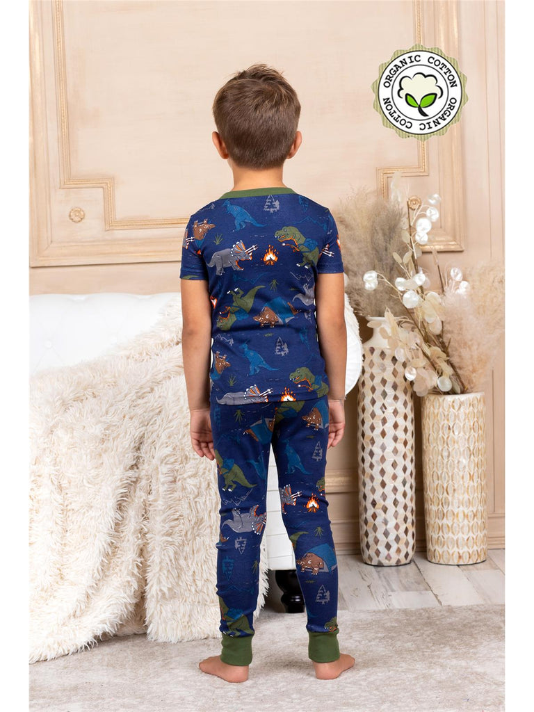 Pretigez Toddler Boys' Organic Cotton 2 Piece Pajama Set Dino Pattern