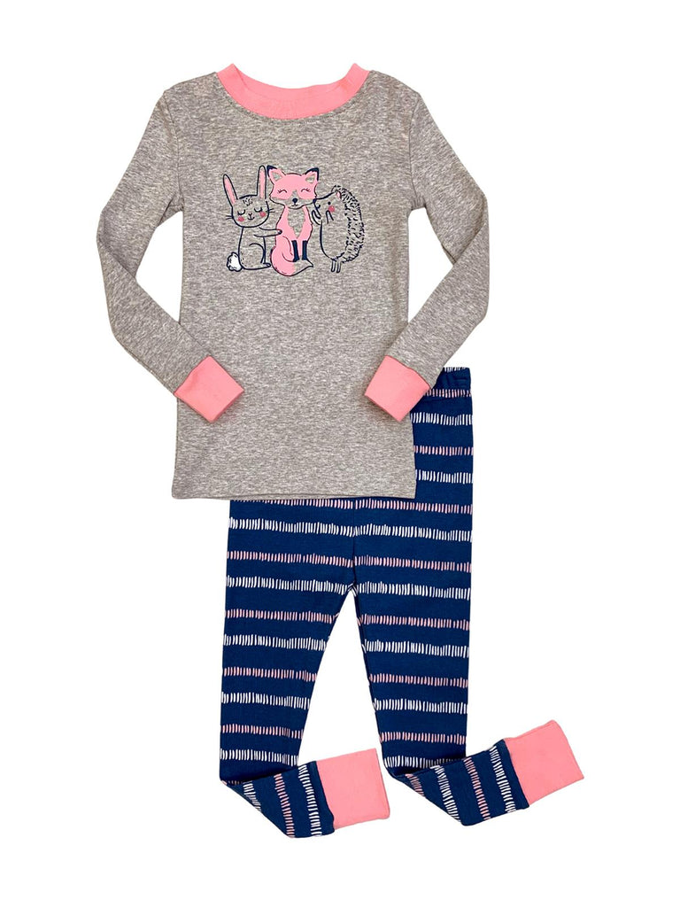 Prestigez Toddler Girls' Organic Cotton 2 Piece Pajama Set, Forest Friends
