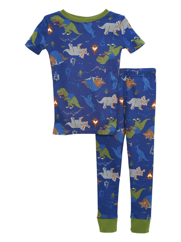 Prestigez Boys' Organic Cotton 2 Piece Pajama Set Dino Pattern