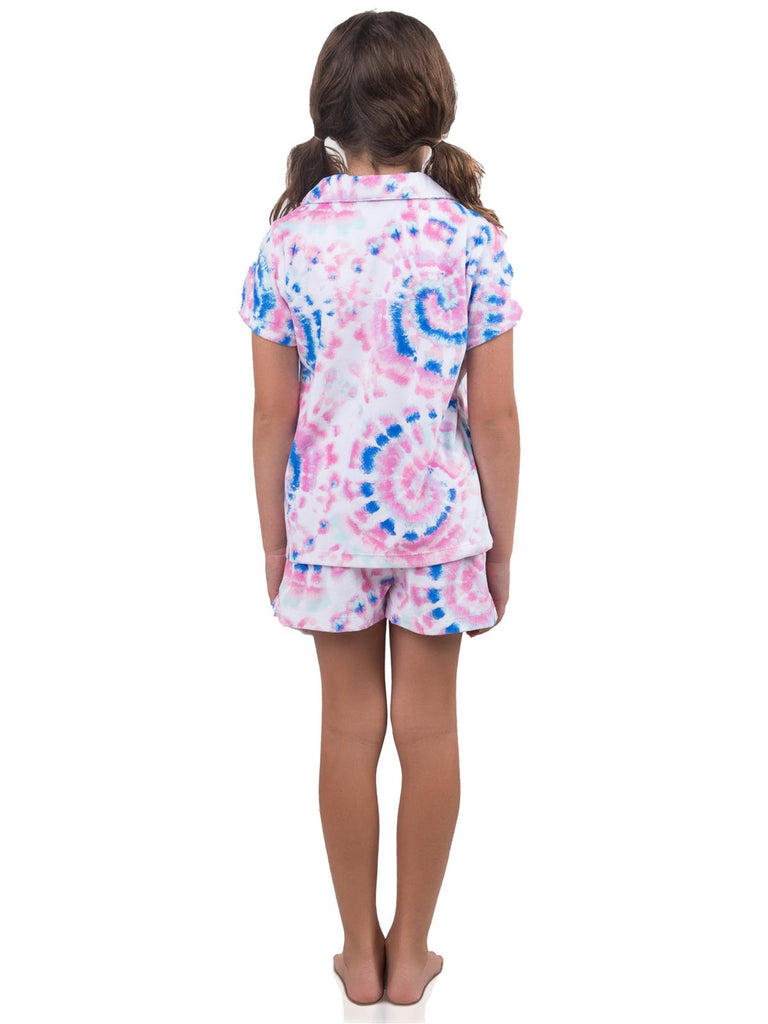 Girls 3 Piece Button Down Coat Pajama Set