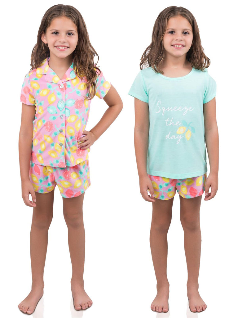 Girls 3 Piece Button Down Coat Pajama Set