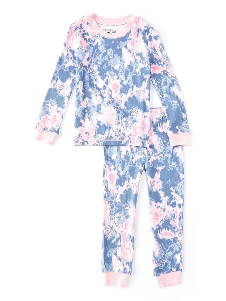 Saint Eve Girls 2-Piece Pajamas Set Soft Hacci Tie Dye Long Sleeve Top & Matching Pant
