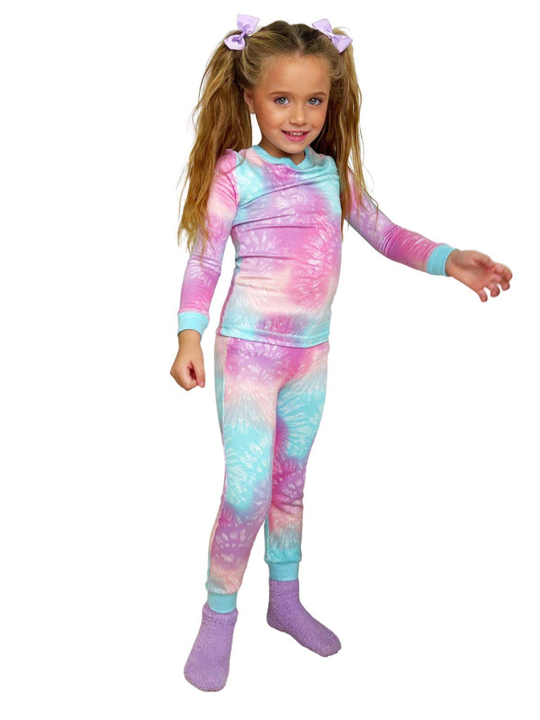 Saint Eve Girls 2-Piece Pajama Set Long Sleeve Star Bust Hacci