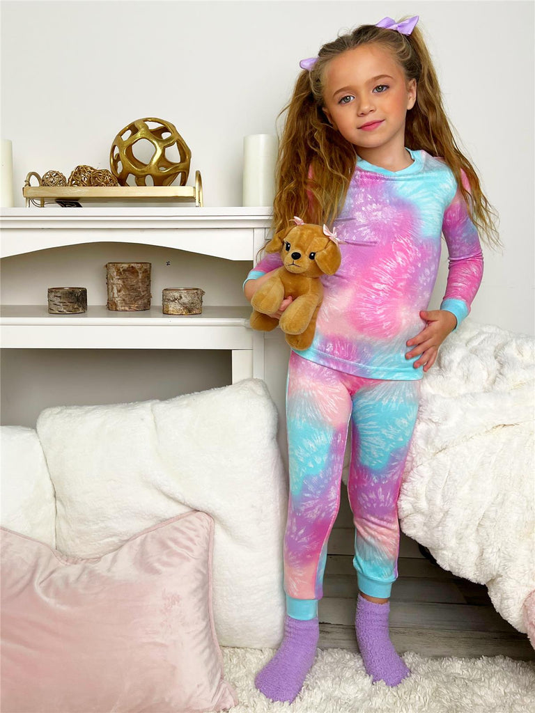 Saint Eve Girls 2-Piece Pajama Set Long Sleeve Star Bust Hacci