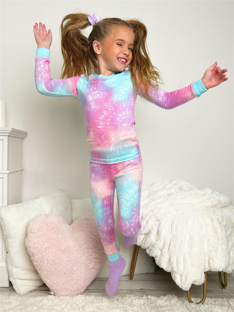 Saint Eve Girls 2-Piece Pajama Set Long Sleeve Star Bust Hacci