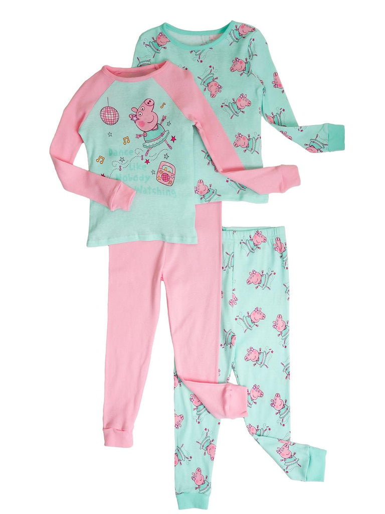 Peppa Pig Girls' 4 Piece Cotton Pajama Set