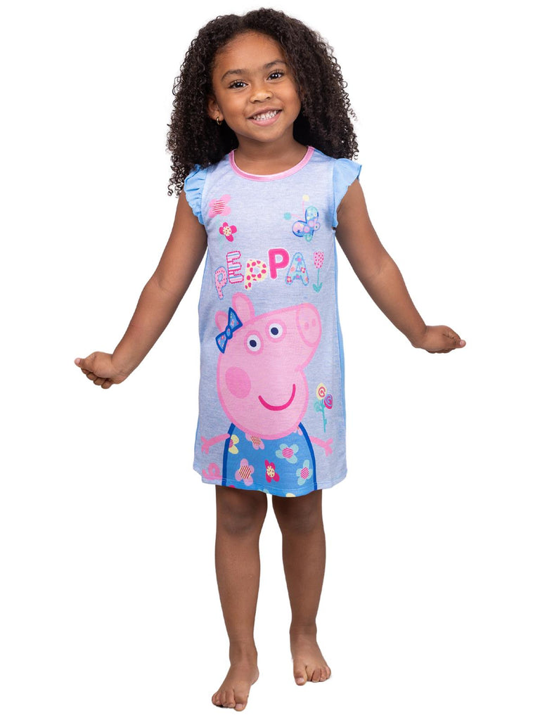 Peppa Pig Toddler Girls Butterflies And Flowers Ruffle Sleeve Nightgown