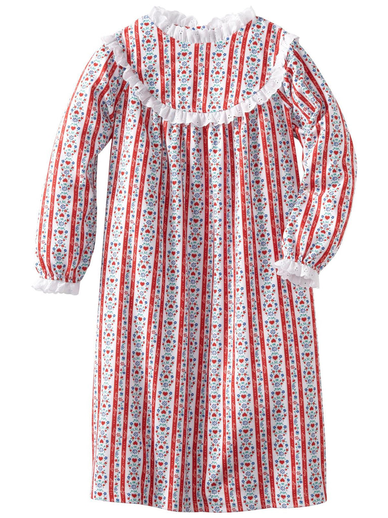Lanz of Salzburg Girls' Modest Eyelet Ruffle Lace Classic Tyrolean NightGown Pajama