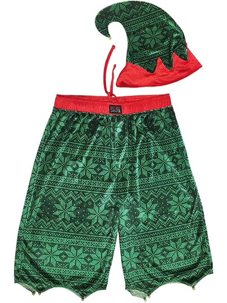 Secret Santa Men's Two Piece Holiday Sleep Hat and Sleep Pajama Shorts