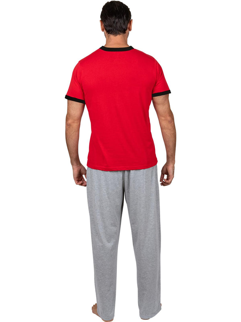 Disney Classic Mickey Mouse Men's Pajama Red Tee and Gray Lounge Pant Set