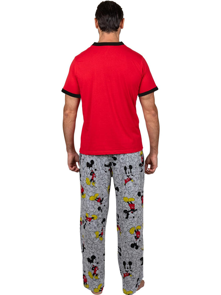 Disney Classic Mickey Mouse Men's Pajama Red Tee and Lounge Pant Set