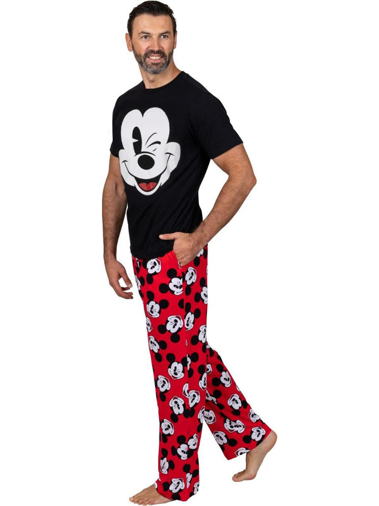 Disney Classic Men's Mickey Mouse Pajama Tee and Lounge Pant Set Black/Red