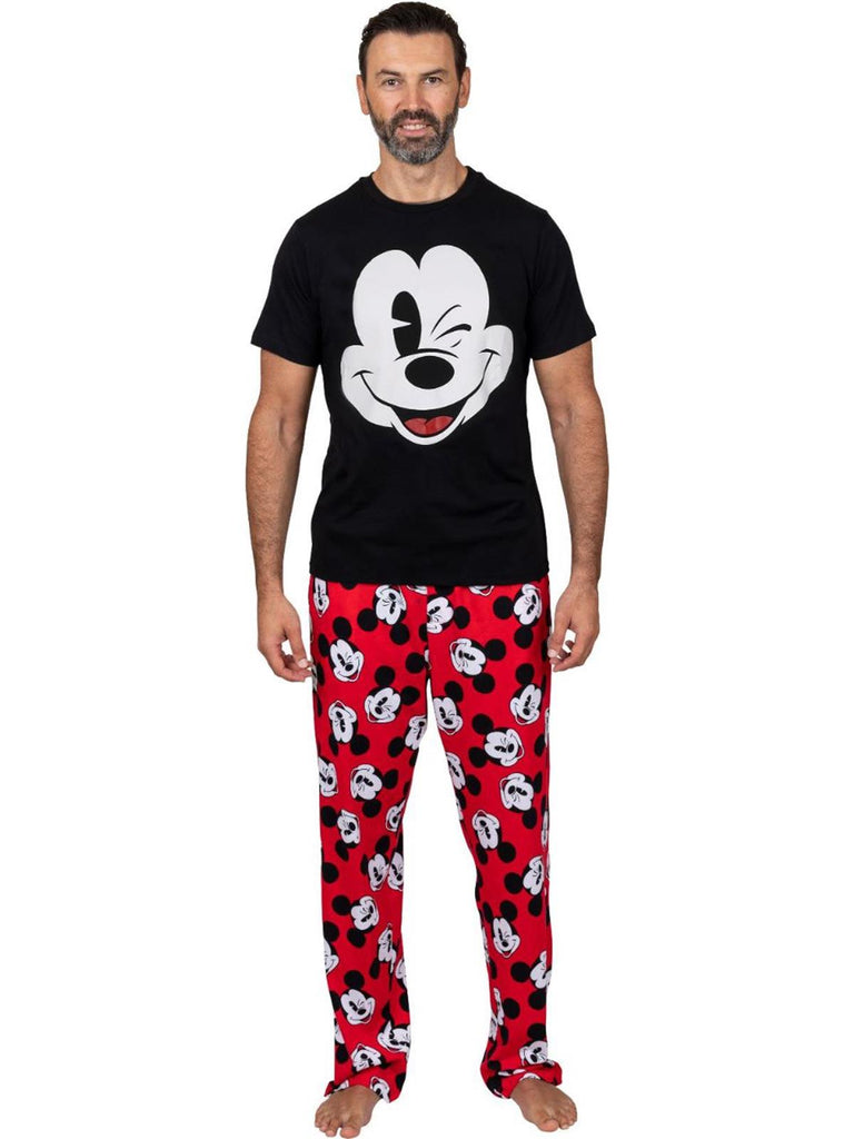 Disney Classic Men's Mickey Mouse Pajama Tee and Lounge Pant Set Black/Red