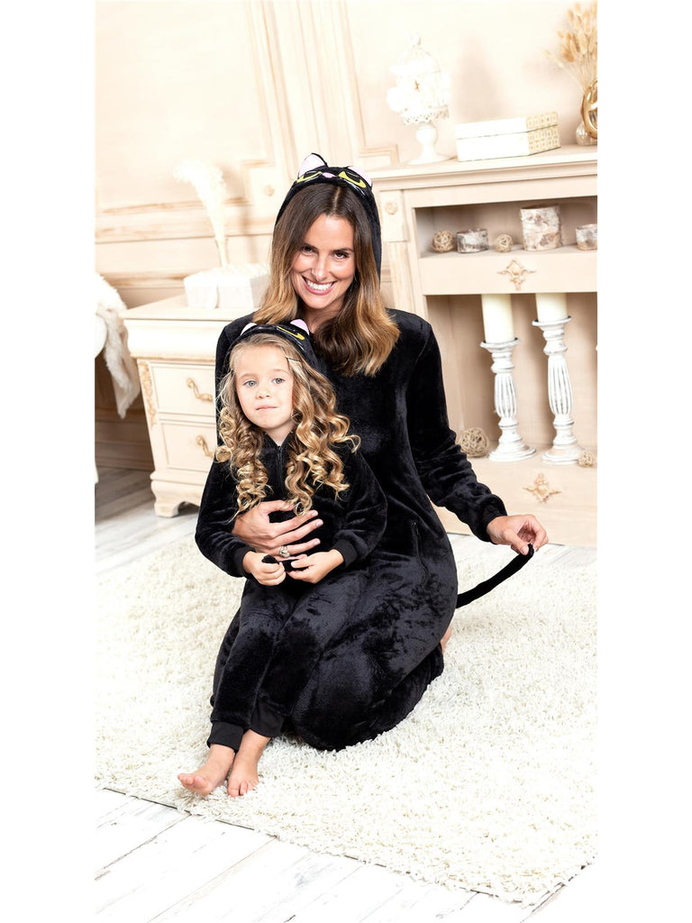 Mommy and Me Black Cat Onesie Pajama