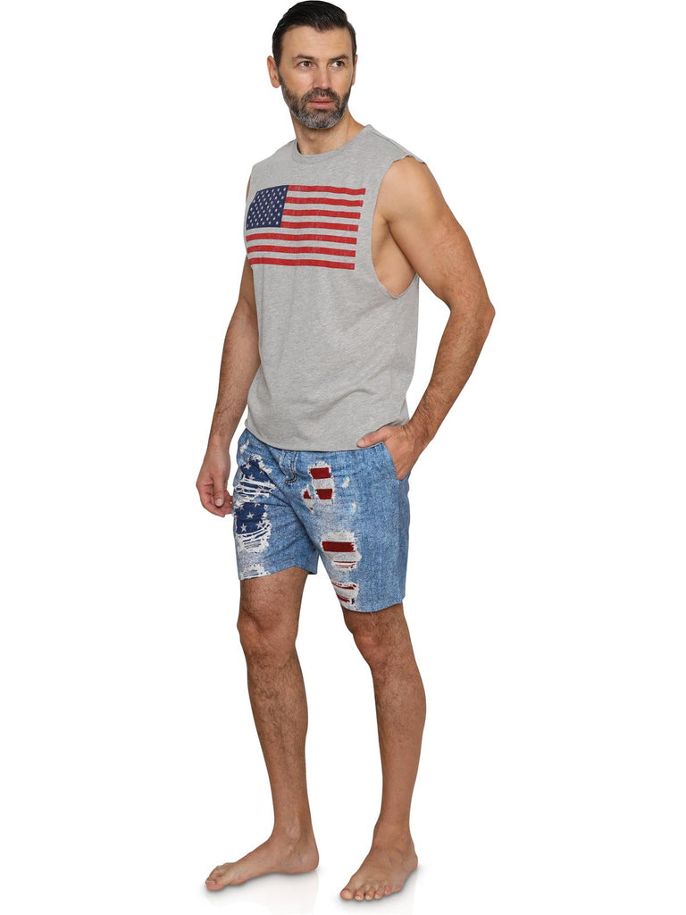Men's American Flag Muscle Tank Top USA Flag Workout Top
