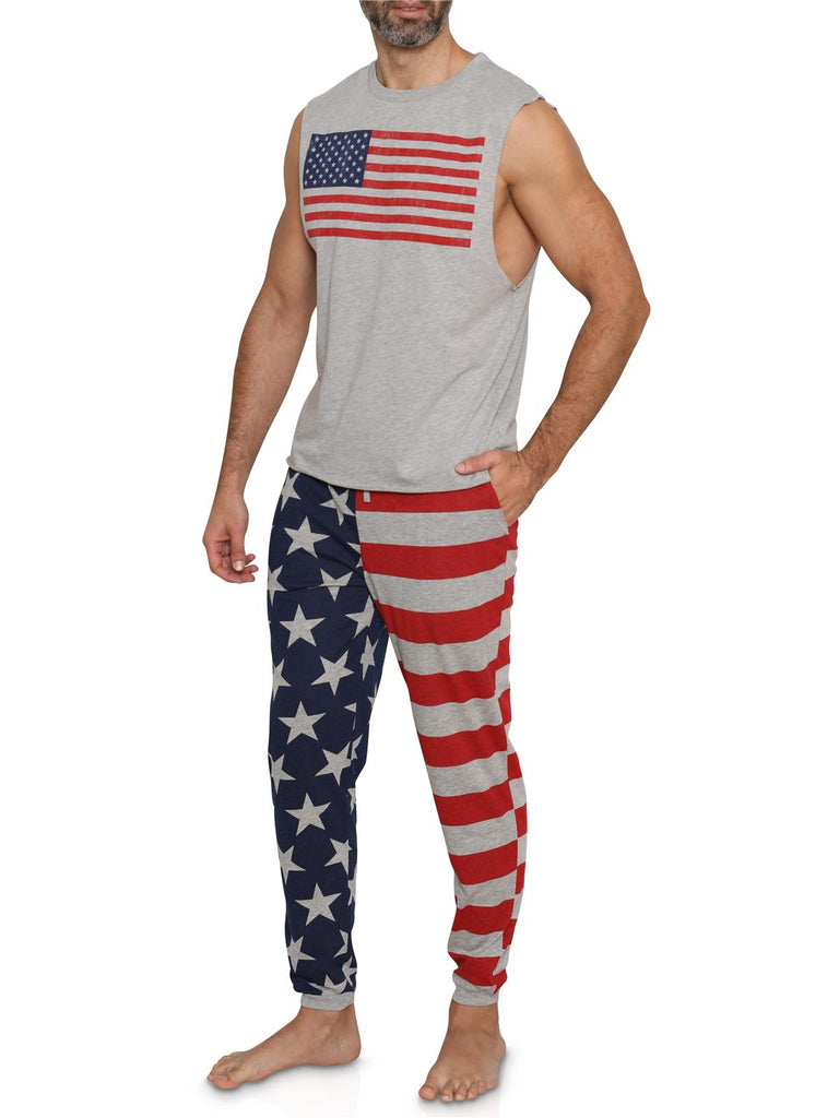 Men's American Flag Muscle Tank Top USA Flag Workout Top