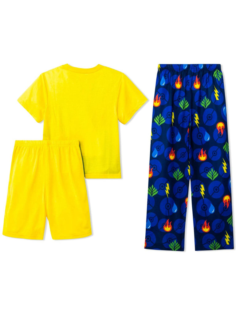Pokemon Pikachu Boys' Pajama, 3 Piece Sleepwear Set