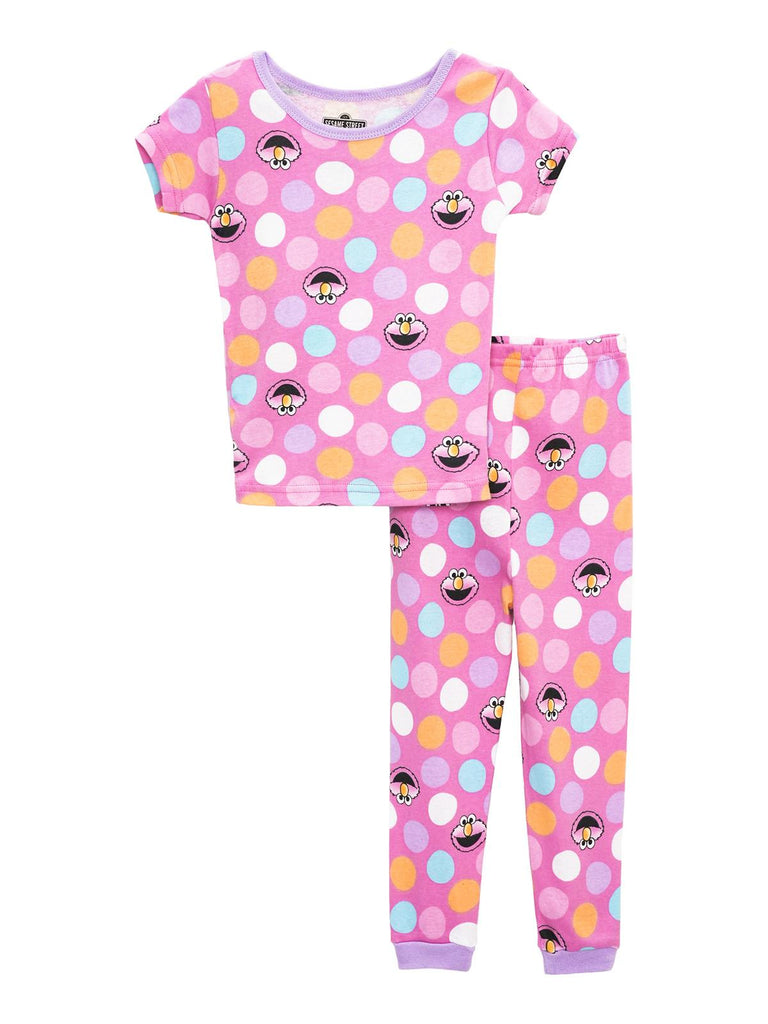 Sesame Street Elmo Girls' Cotton Pajama, 4 Piece Sleepwear Set