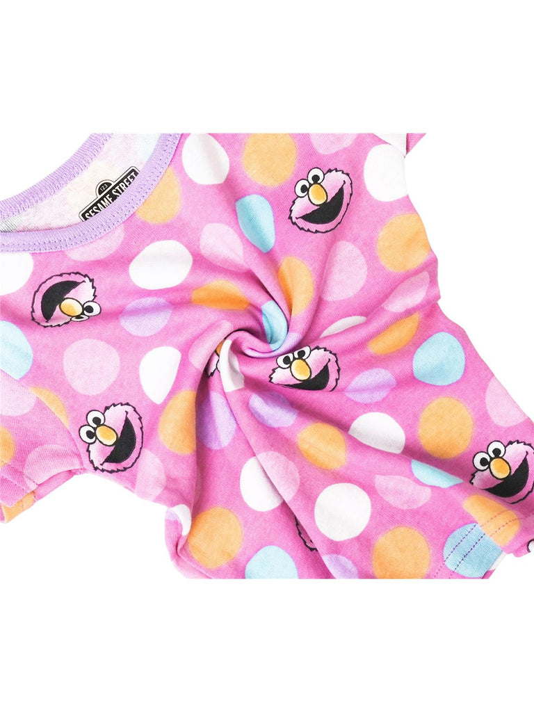 Sesame Street Elmo Girls' Cotton Pajama, 4 Piece Sleepwear Set