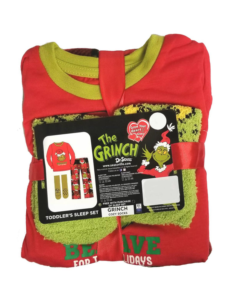 Family Matching Dr. Seuss The Grinch Pajama "Behave For The Holidays" 3 Piece Set
