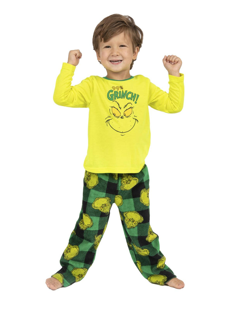Dr. Seuss 100% Grinch Family Matching 2 Piece Pajamas Sets for Men, Women, Children, and Pet