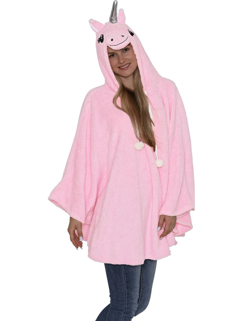 Secret Santa Woman Pink Unicorn Poncho