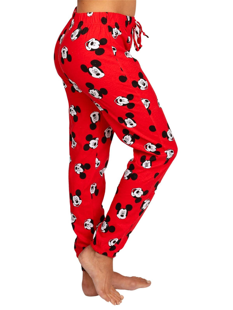 Disney Mickey Mouse Women's Pajama Pants Lounge Jogger, Red
