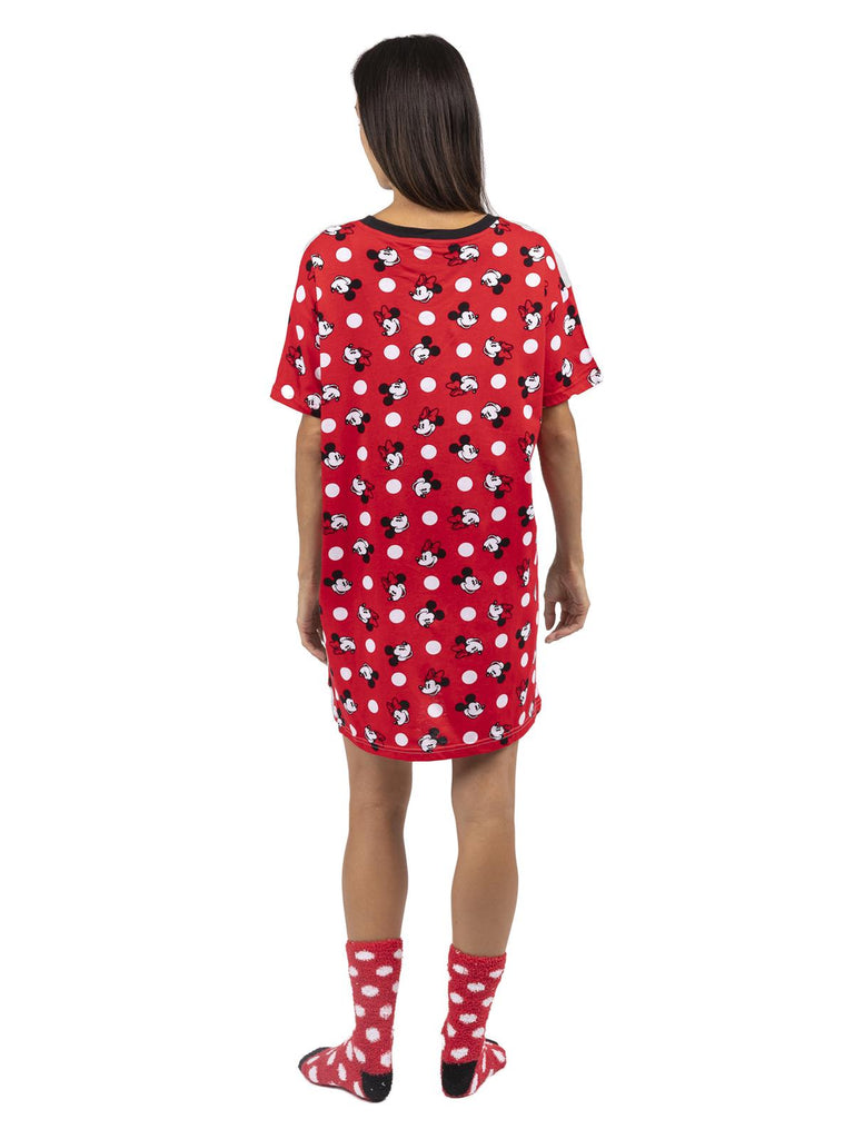 Disney Mickey and Minnie Mouse 2 Piece Nightgown Sleep Shirt with Socks