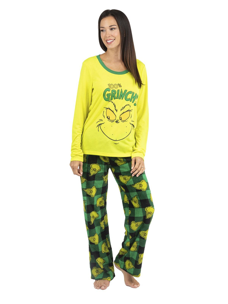 Dr. Seuss 100% Grinch Family Matching 2 Piece Pajamas Sets for Men, Women, Children, and Pet