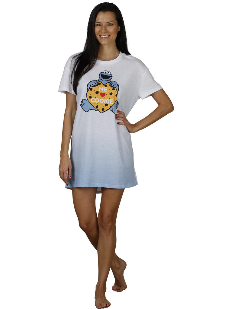Sesame Street Cookie Monster Women's Long Dorm Nightgown Pajama Sleepwear