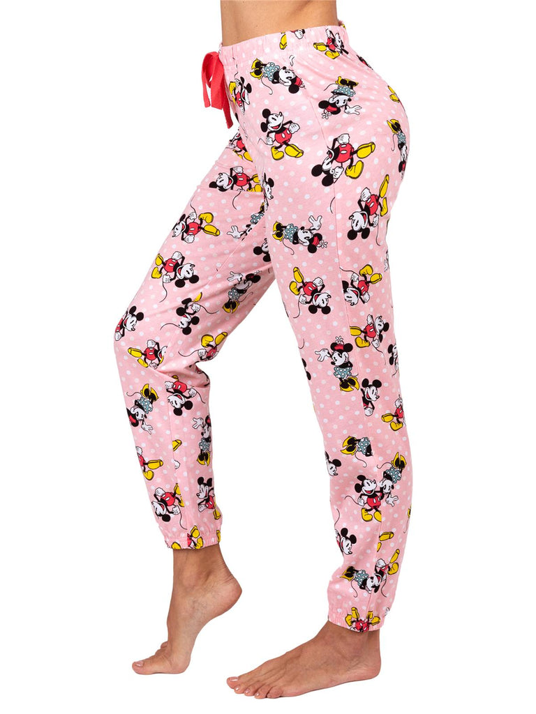 Disney Mickey and Minnie Mouse Women's Cotton Pajama Pants, Sleepwear Bottoms