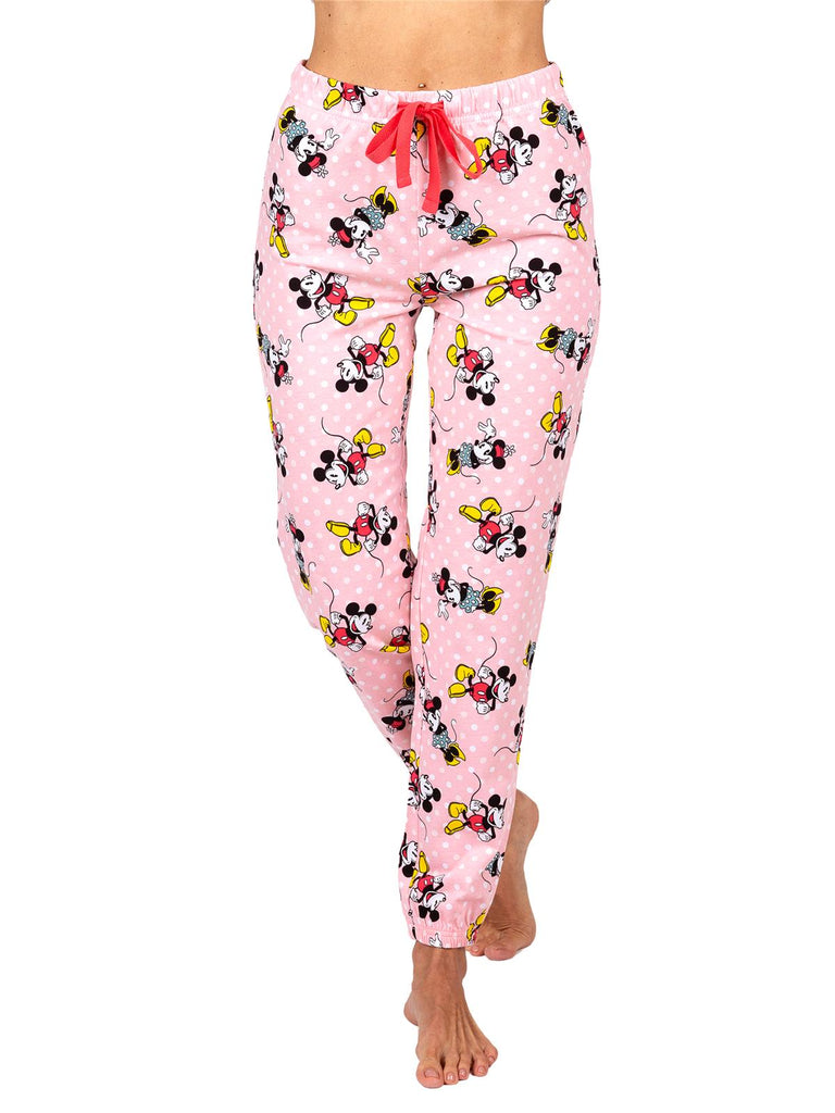 Disney Mickey and Minnie Mouse Women's Cotton Pajama Pants, Sleepwear Bottoms