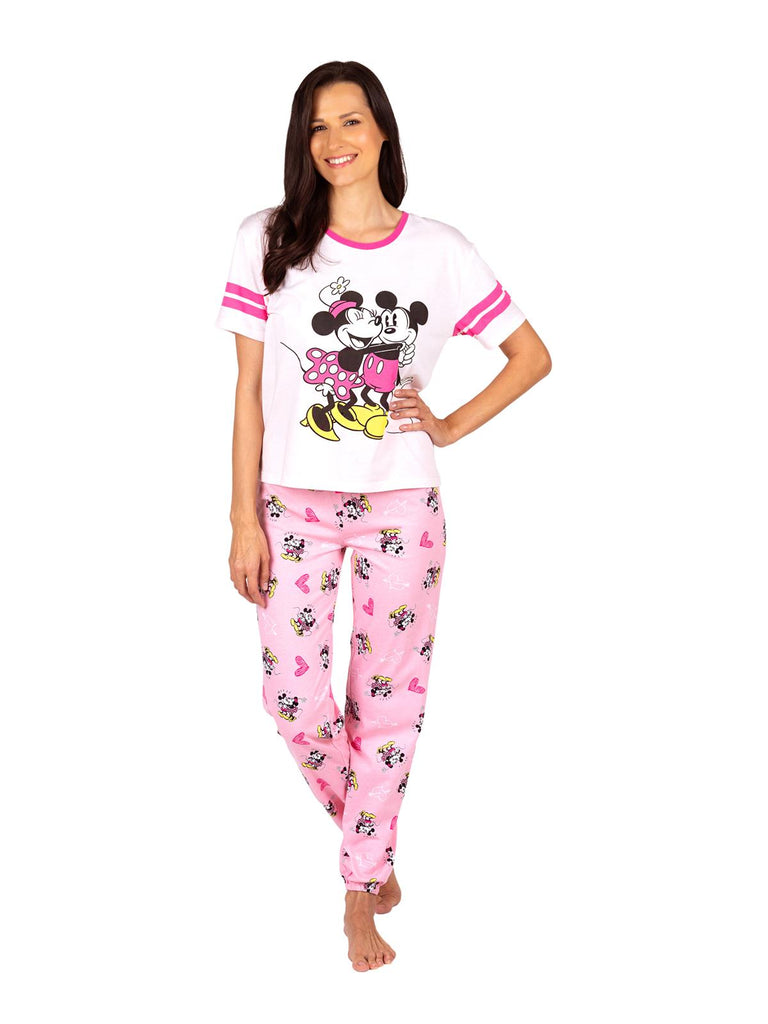 Disney Mickey and Minnie Mouse Women's Pajama, 2 Piece Sleepwear Set