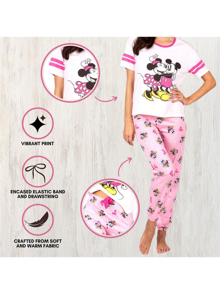 Disney Mickey and Minnie Mouse Women's Pajama, 2 Piece Sleepwear Set