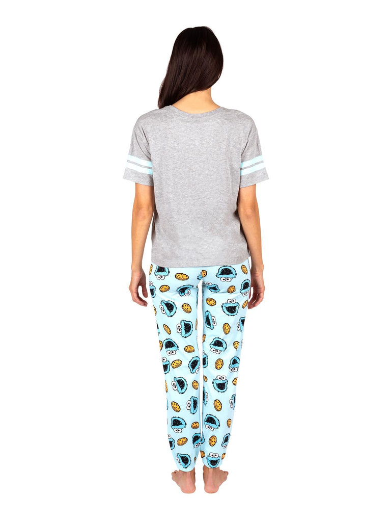 Sesame Street Cookie Monster Women's Pajama, 2 Piece Sleepwear Set