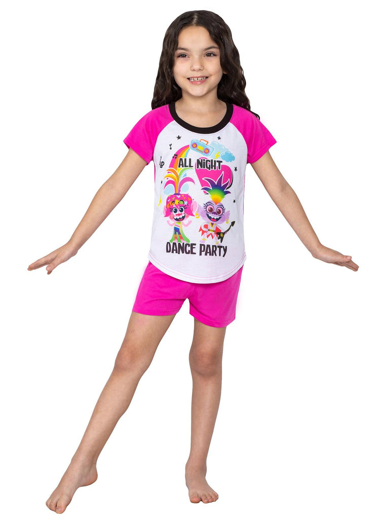 Trolls World Tour Girls' 3 Piece Pajama Set Sleepwear, All Night Dance Party