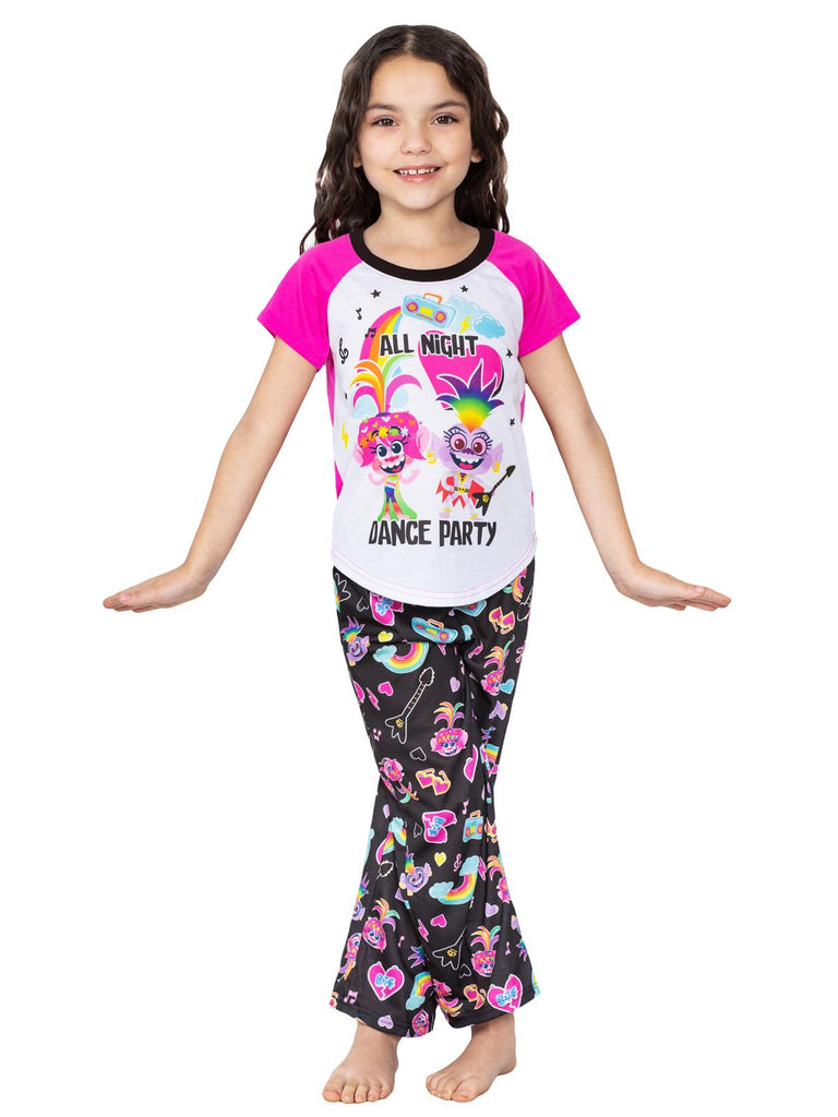 Trolls World Tour Girls' 3 Piece Pajama Set Sleepwear, All Night Dance Party